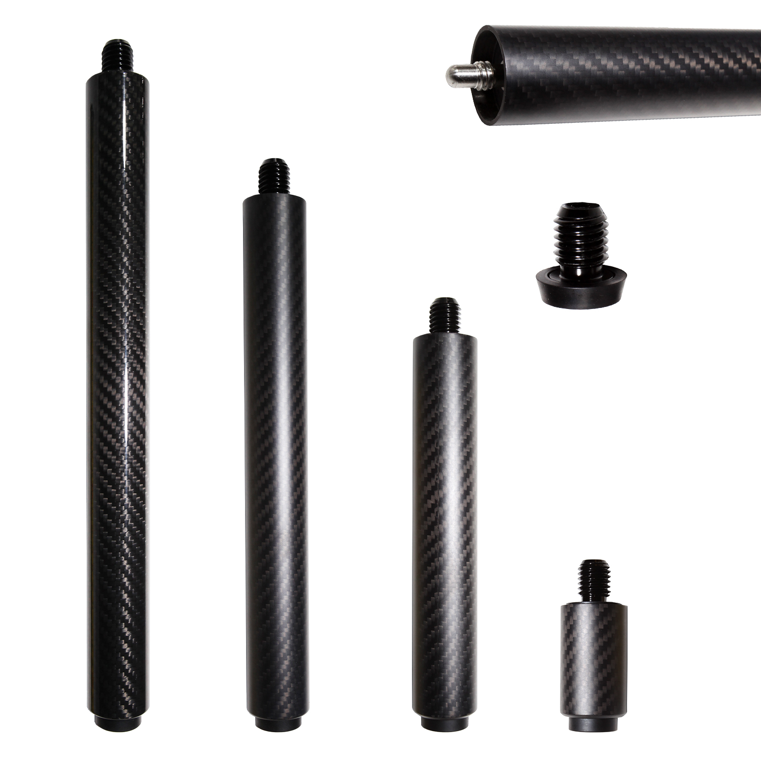 OKHEALING Pool Cue Extension Carbon Fiber Billiard Pool Stick Extender Quick Installation Billiard Accessories Parts for Pool Cue Butt End