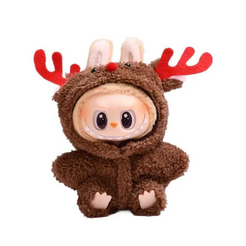 For 17cm Labubu V1 V2 clothes Christmas reindeer outfit cute baby clothes Dolls Accessories Cute Decoration Little Clothes T250612