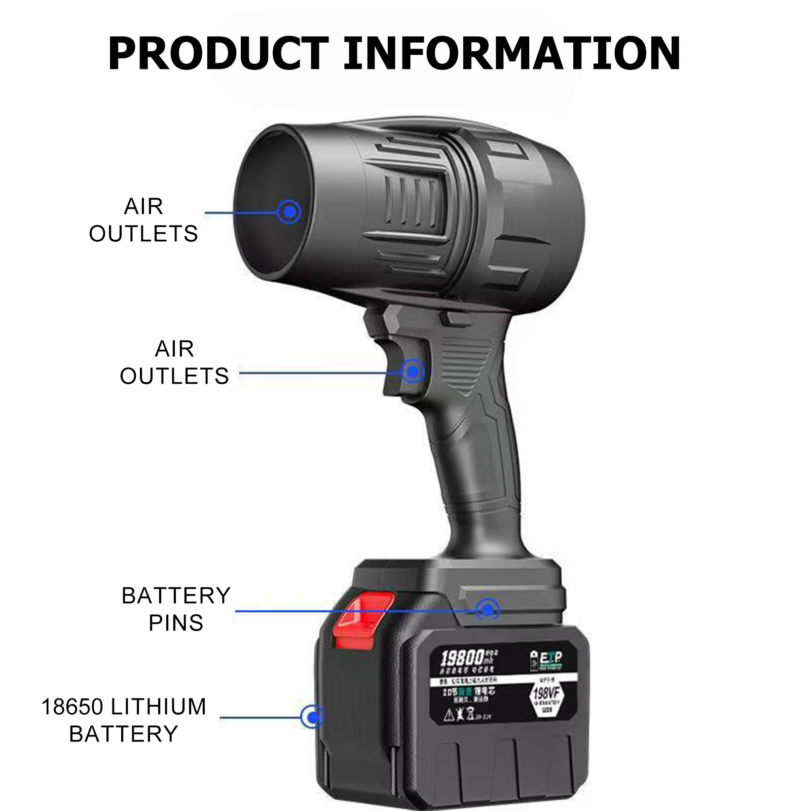 Portable High-Powered Hand-Held Air Blower for Various Applications - Fast & Efficient