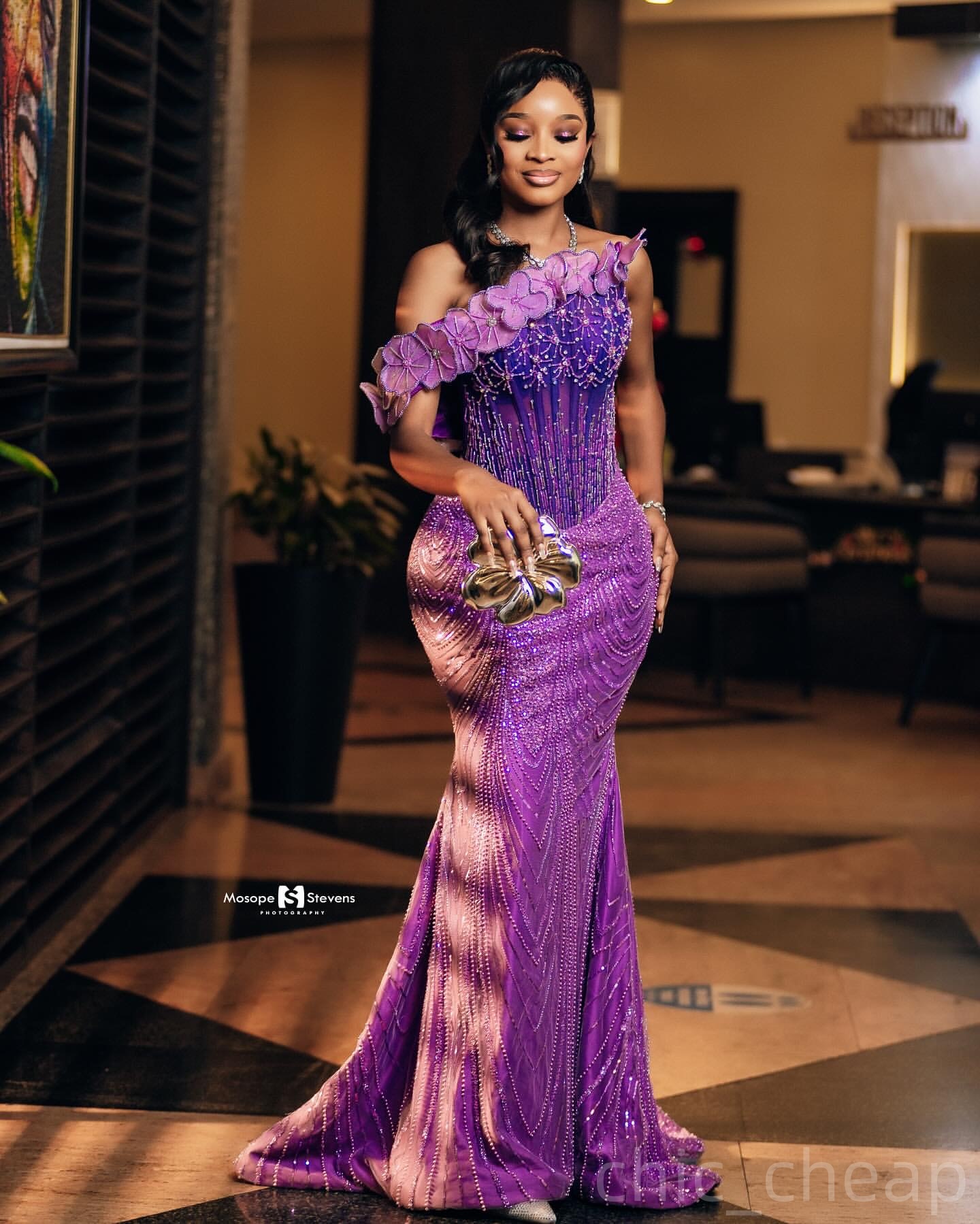 Purple Mermaid Prom Dresses 2025 Crystals Beadd Flowers Sequined Evening Formal Party Second Birthday Engagement Gowns Plus Size Dress For Special Occ