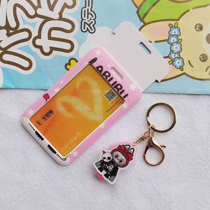 Labubu Cartoon Anime Character ID Card Holder Set Subway Bus Student Work Access Card Pendant Badge Cards Cover Holiday Gifts X250612