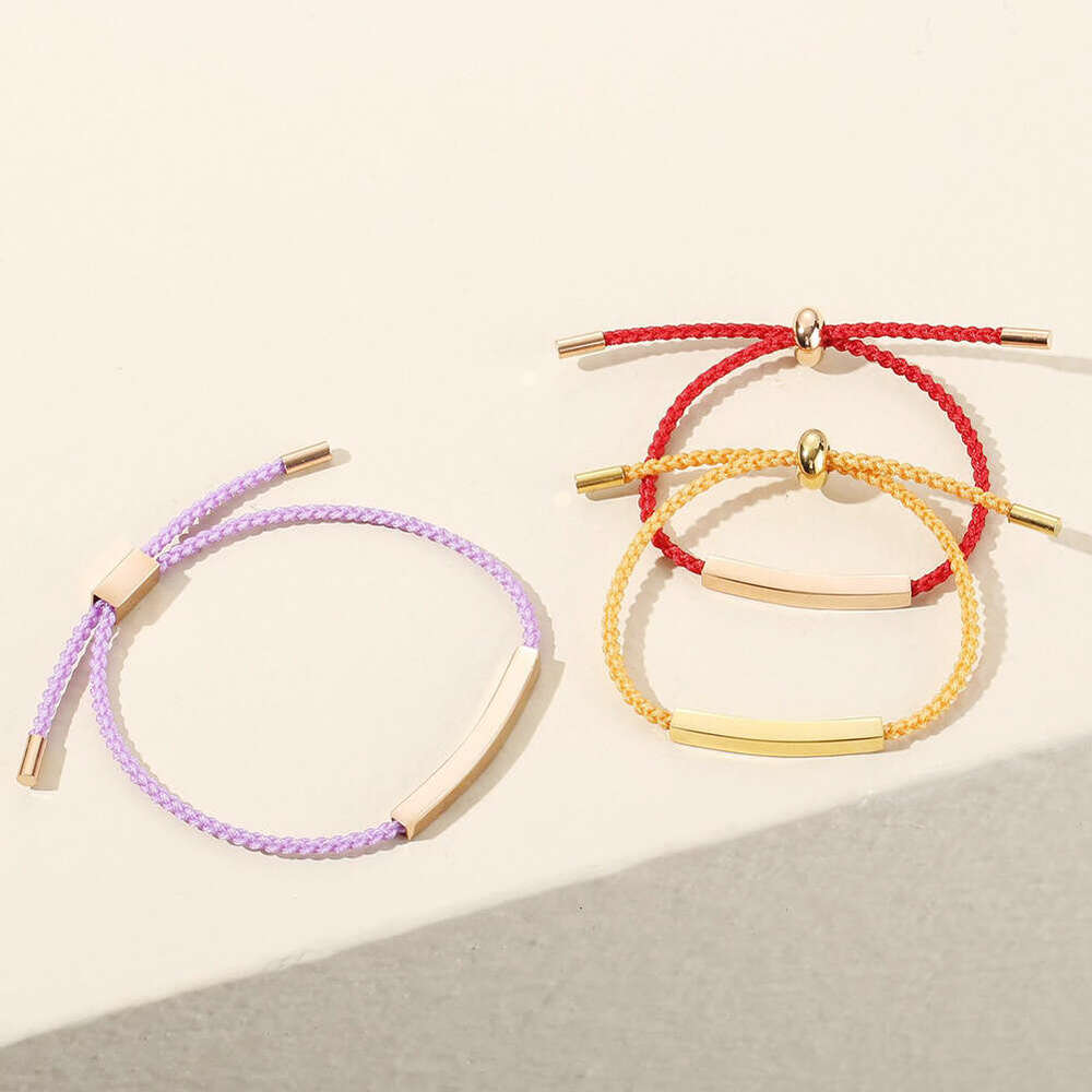 DIY Stainless Steel Hollow Tube Accessories with 2mm Braided Line Bracelet, Adjustable Size for Couples