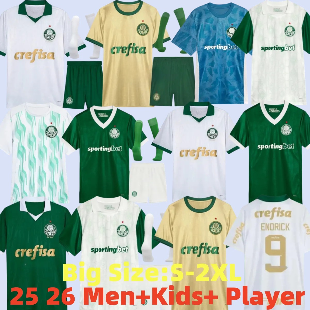 25 26 Palmeiras soccer jerseys men set kids kit ENDRICK DUDU RONY G.GOMEZ ESTEVAO VEIGA M.LOPEZ MURILO PIQUEREZ 2026 2025 football shirt Fan Player version uniform