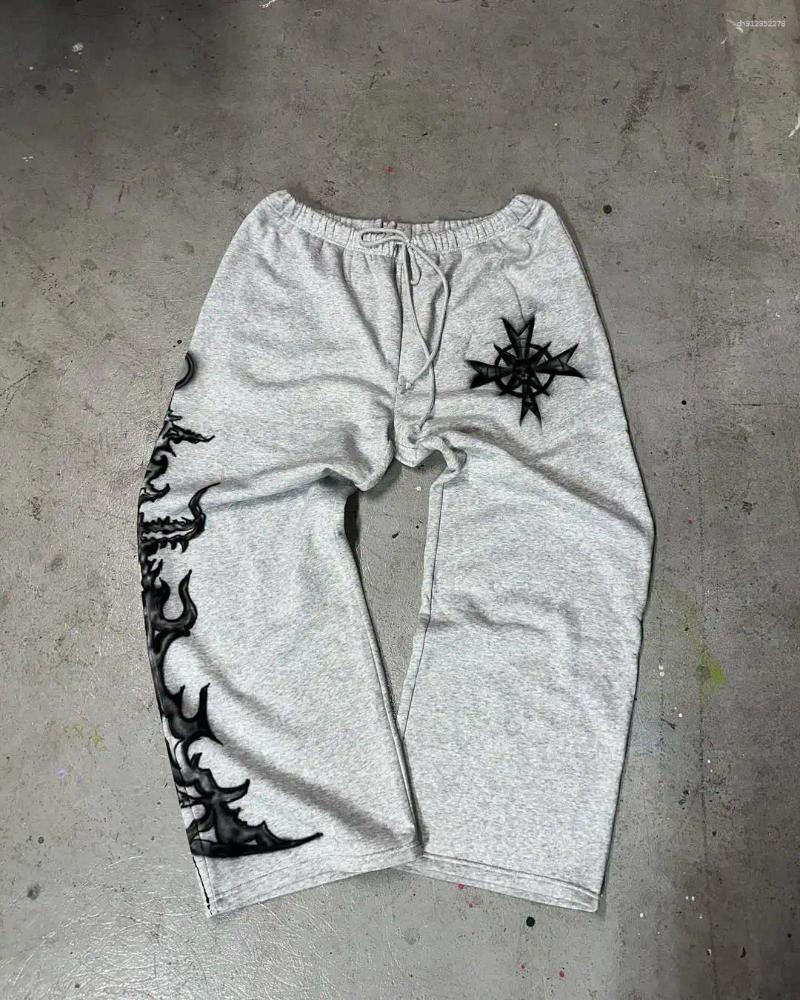 Men's Hoodies Vintage Slacks Print Unique High Waisted Oversize Casual Pants Street Hip Hop Harajuku Men Tracksuit