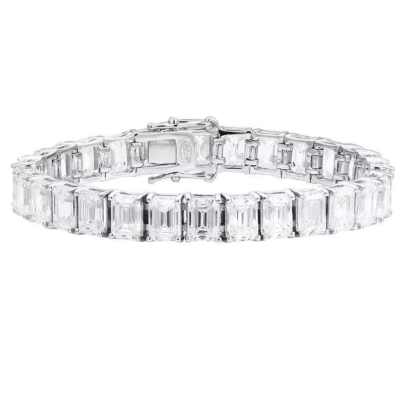 Moissanite Jewelry 1Carat Square Emerald Moissanite Bracelet High-end S925 Sterling Silver Fine Bracelet for Women