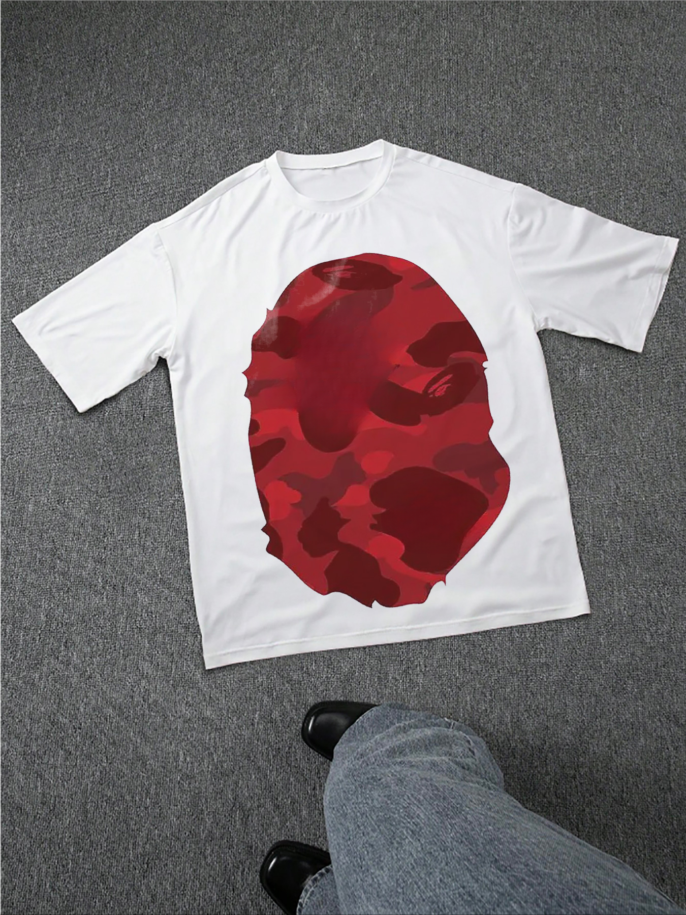 Men's Casual100% Cotton 220g Direct - to - Garment Printed T - Shirt, monkey Design, Fashion Streetwear
