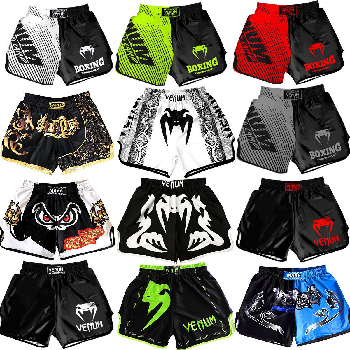 Designer Boxing Shorts Training Men Muay Thai Shorts Grappling Kick Boxing Pants Training Printing MMA Kids Trunks Snake