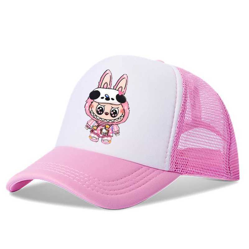 Cute Labubu Mokoko Baseball Cap for Women Girl Cartoon Summer Peak Cap Parent-child Sun Hats Kid Adult Sunscreen Shade Mesh Cap X250612