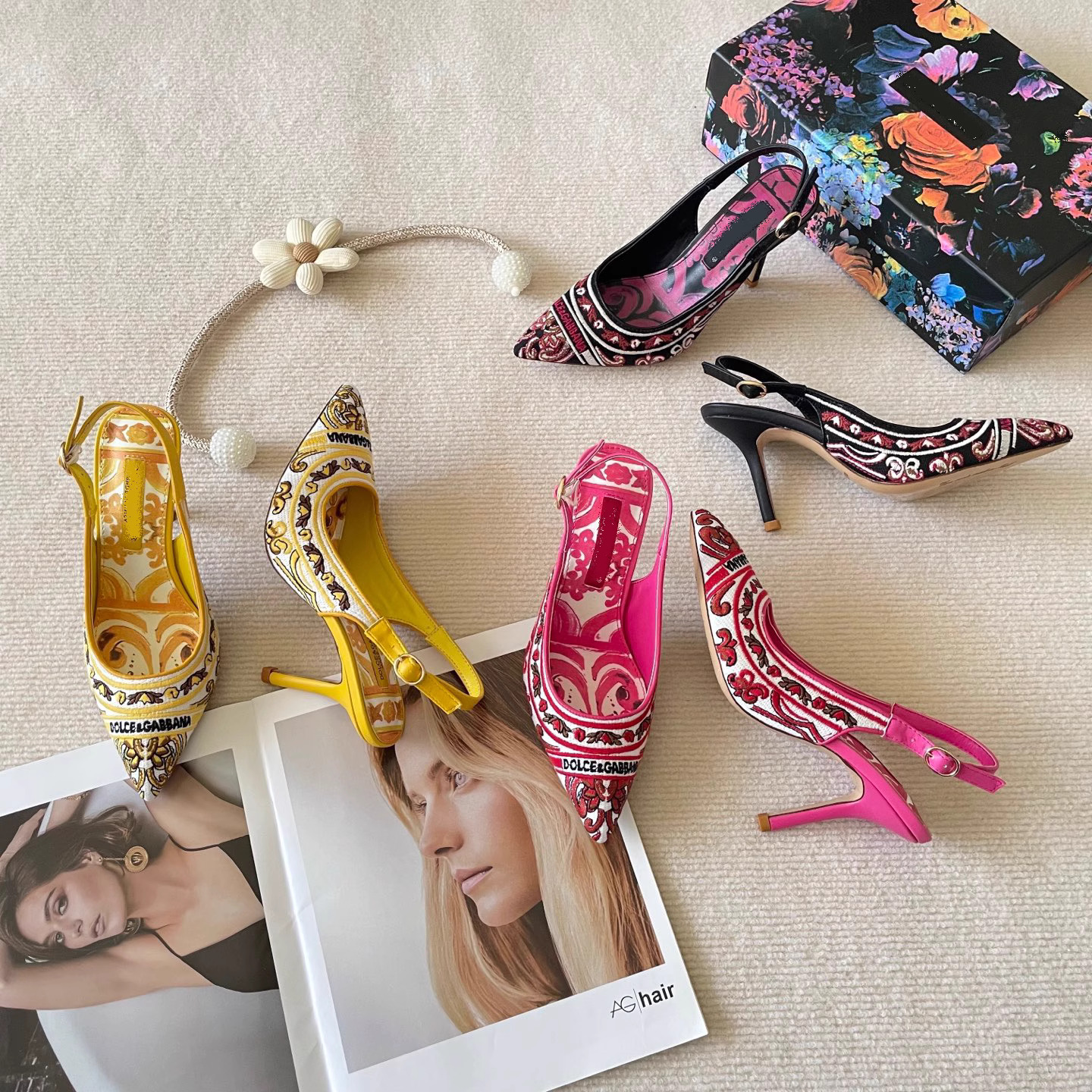 Embroidered Lace High Heels Women's 6CM Breathable Sandals Bridesmaids Wedding Shoes Red Porcelain High Heel Sandals Pointed Toe Slingback Stiletto Heel Sandals