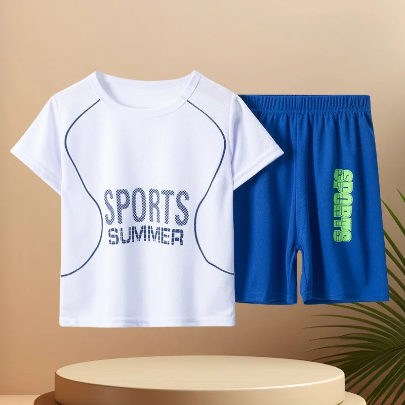 25 Summer Childrens QuickDrying Sports Color Suit Boys Running Playing Breathable Short Sleeves Girls Versatile Shorts 250612