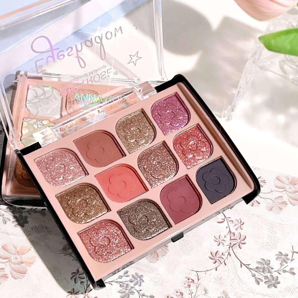 12-Color Korean Eyeshadow Palette Soft Earthy Shades & Pearlescent Mattes for Daily Beauty free shipping