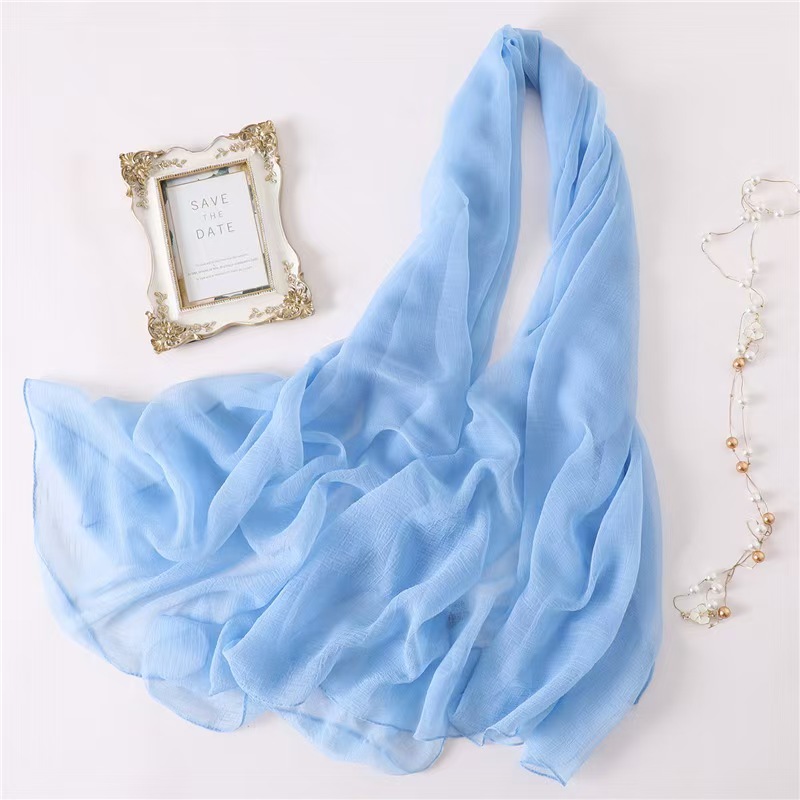 T953 solid color silk scarf sunscreen shawl versatile scarf silk ladies holiday beach towel headscarf thin