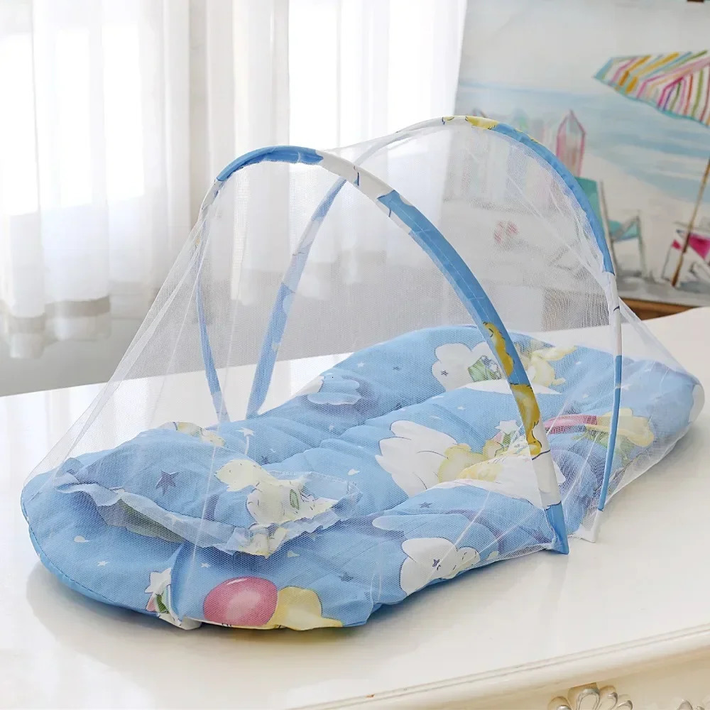 Portable Baby Crib Mosquito Net Foldable AntiMosquito Mesh with Soft Cushions Pillows for Infant Beds y250604z