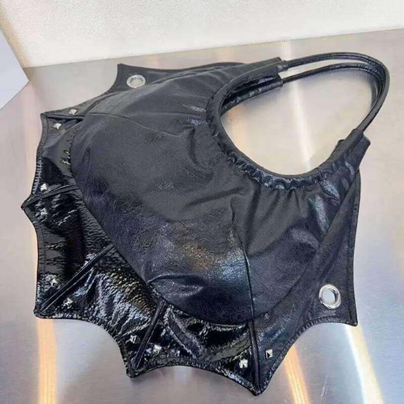 Women's Bags New Black Women Shoulder Vintage Punk Goth Fashion Designer Pu Leather Tote Bag Large Capacity Rivet Handbag