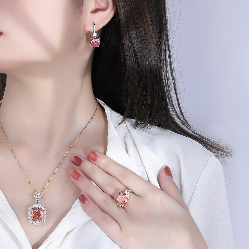 Luxurious S925 Silver Padparadschas - Dazzling 13x13mm Diamond Sets Ideal For Wedding Bliss
