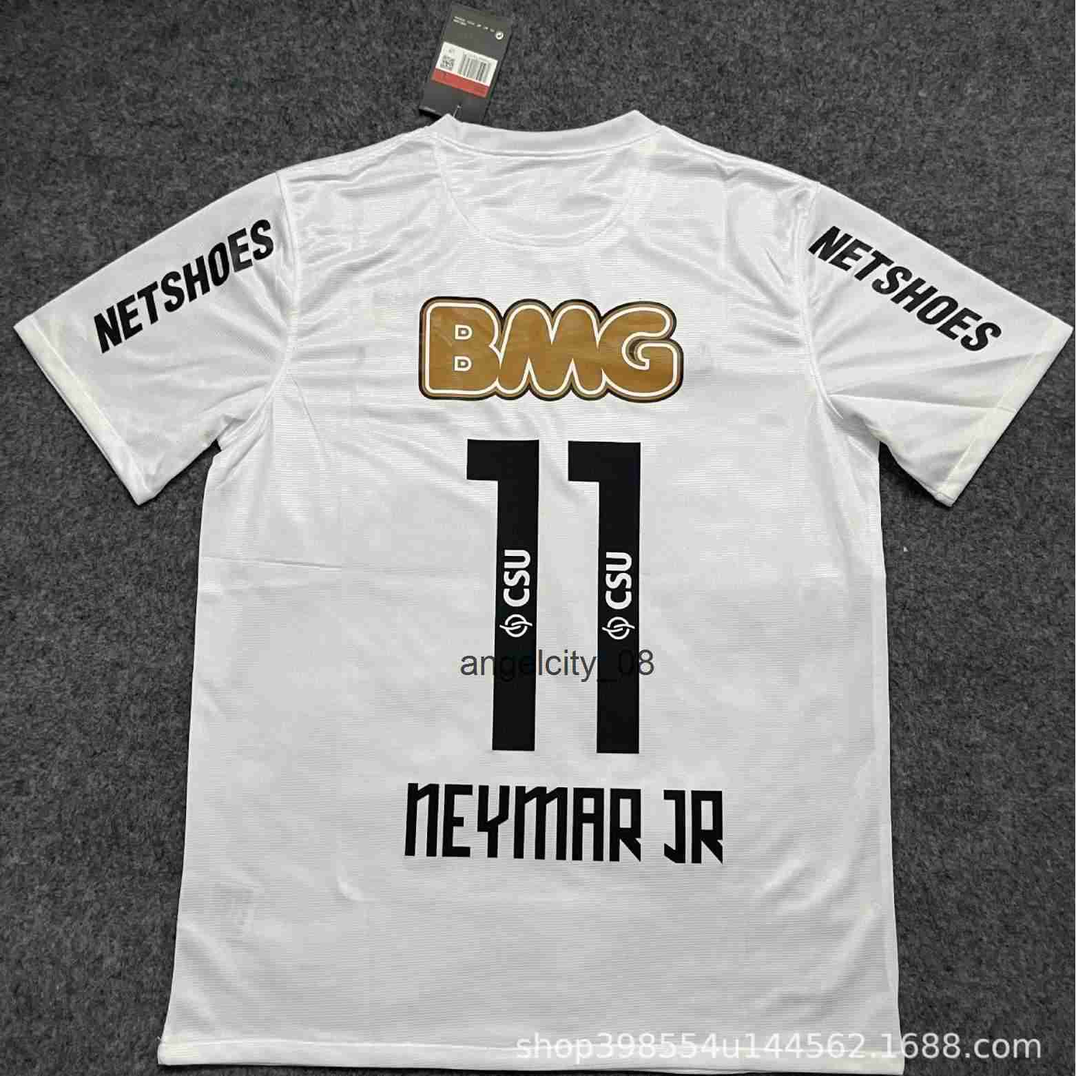 Mens T-Shirts Mens T-Shirts Brazil 2012 Santos jersey Sandoz commemorative edition football jersey size 11 Neymar white s clothing S24163