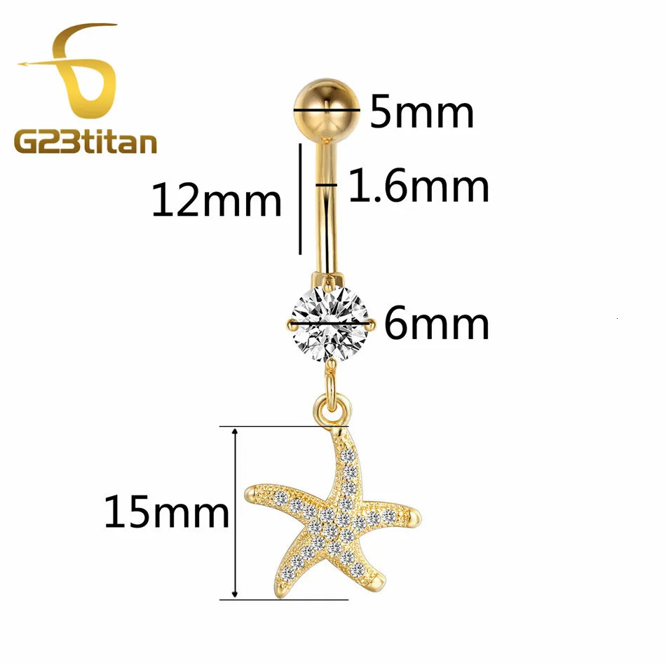 Crystal Zircon Pendant Dangle Belly Button Rings Gold Color Steel Navel Piercing Bars Sexy Women Body Jewelry 250611