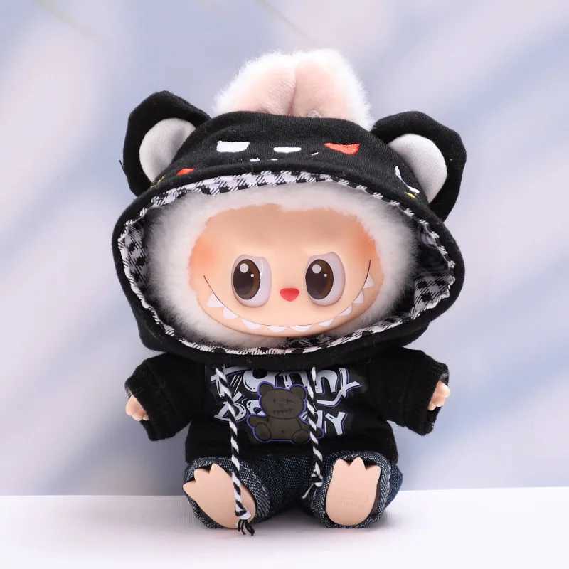 15cm/17cm Labubu Doll Clothes Sitting Party 1st 2nd Generation Outfit White Black Bear Hoodie DIY Gifts M250612