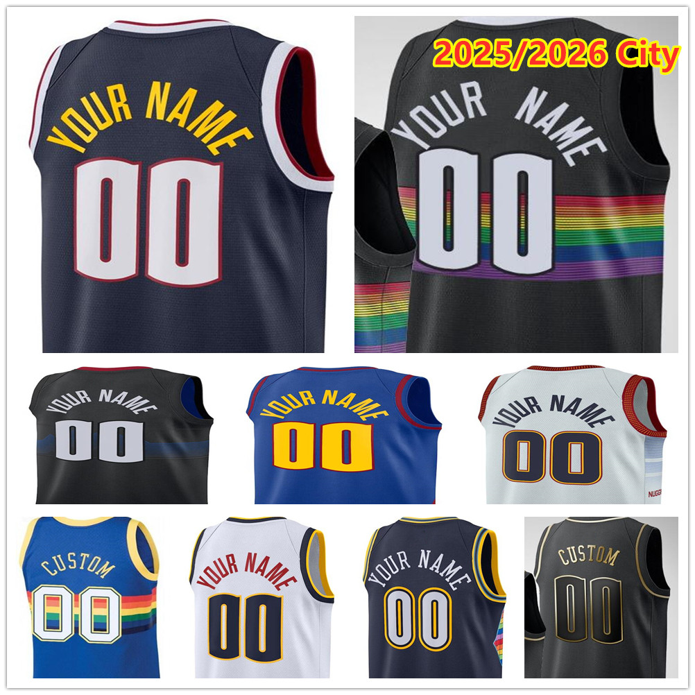 2025/26 City Men Basketball Jerseys 15 Jokic 4 Westbrook 27 Murray 32 Aaron Gordon 1 Michael Porter Jr. 0 Christian Braun 8 Peyton Watson 22 Zeke Nnaji Printed XS-6XL