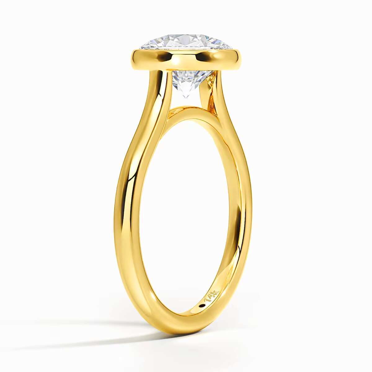 Fine Jewelry Manufacturer Woman Gift Light Yellow Gold Hollow 14K Gold 1ct 2ct Moissanite Diamond Engagement Ring