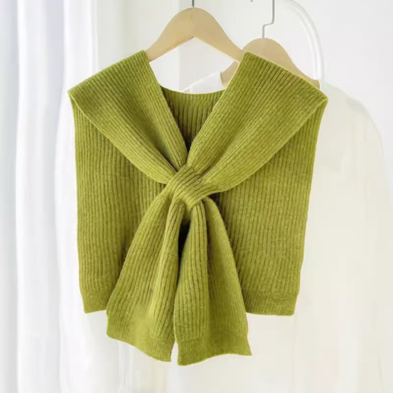 K998 Korean cross-knitted small shawl for women in spring and autumn, popular with waistcoat, fake collar, thickened solid color knitted scarf