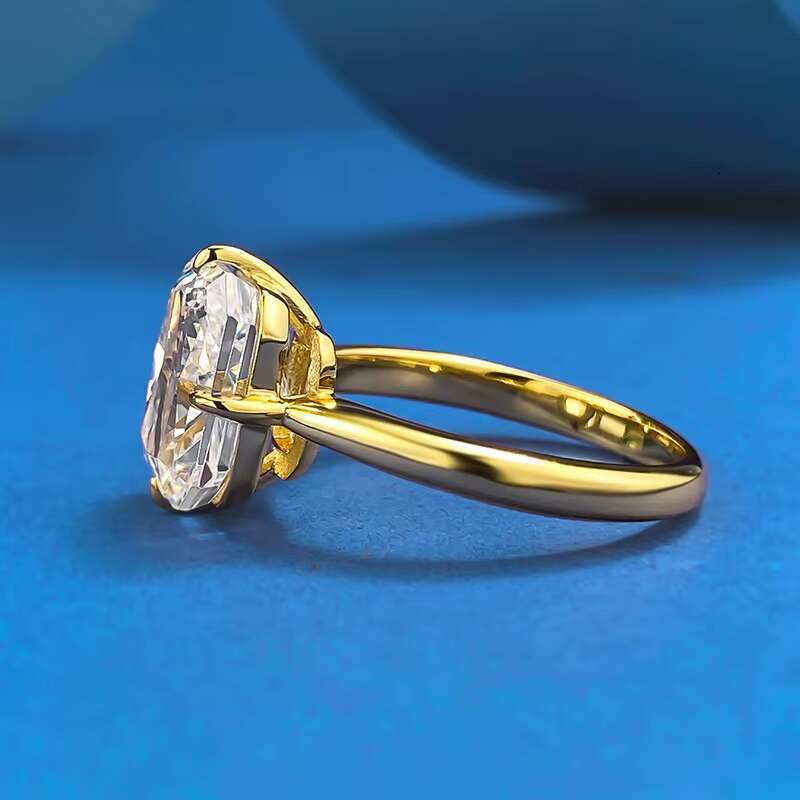 European American Zircon Wedding Engagement Ring High Carbon Diamond 8*10 White Ice Flower Cut S925 Silver Fine Rings