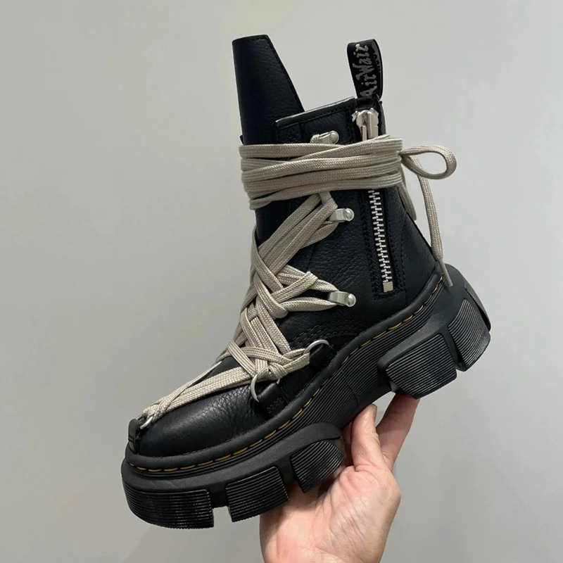 Stylish Comfortable Gothic Crazy Boots Genuine leather Vintage Side Zipper Boot Designer Rock Punk Daliy Outfit Party Shoes Round Toe Boot Shoes
