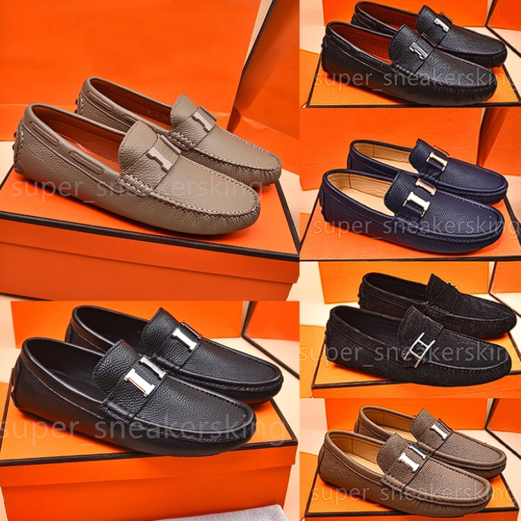 Designer Loafers Men Dress Shoes Genuine Leather suede Metal buckle Luxury Brand Mens Loafers Moccasins Breathable Casual Shoes Driving Shoes size 38-46