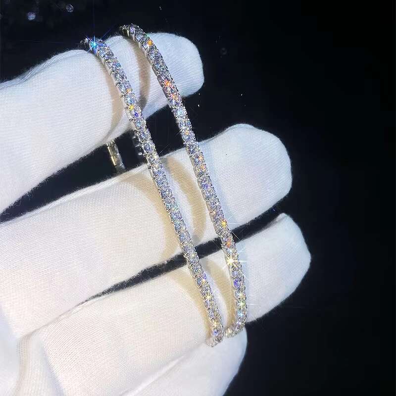 Silver 925 Original Total 5 Ct Brilliant Princess Cut Diamond Test Past 3mm D Color VVS1 Moissanite Bracelet for Wedding Gift