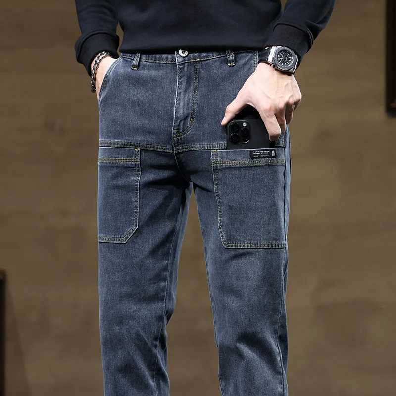 Versatile SixPocket Design Jeans Mens Loose Straight Leg Pants Stretchy Comfortable for Outdoor Hiking Activities All Seasons W250905