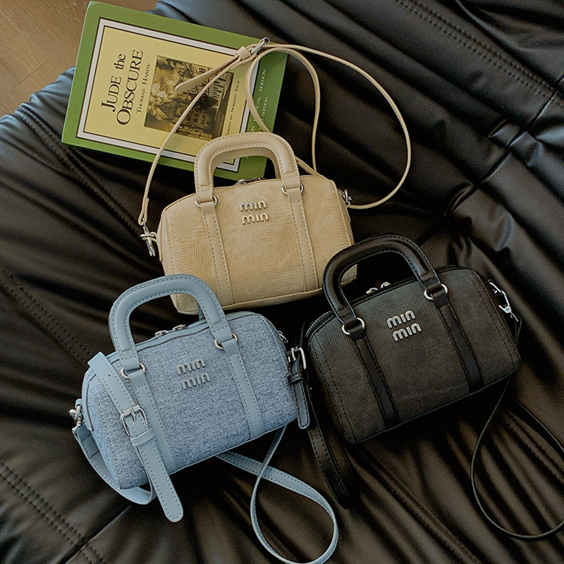 Designer bag, new denim hand-held Boston bag, women's quality, versatile bowling bag, ins single-shoulder crossbody bag, free shipping