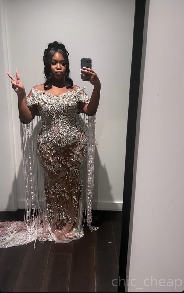 Ivory Mermaid Prom Dresses 2025 Beaded Crystals Lace Luxurious Evening Formal Party Second Birthday Engagement Gowns Plus Size Dress For Special Occas