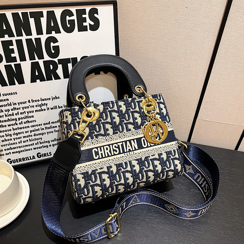 2025 hot new free shipping designer bags for womens black blue Advanced light luxury popular embroidery diagonal cross tote bag