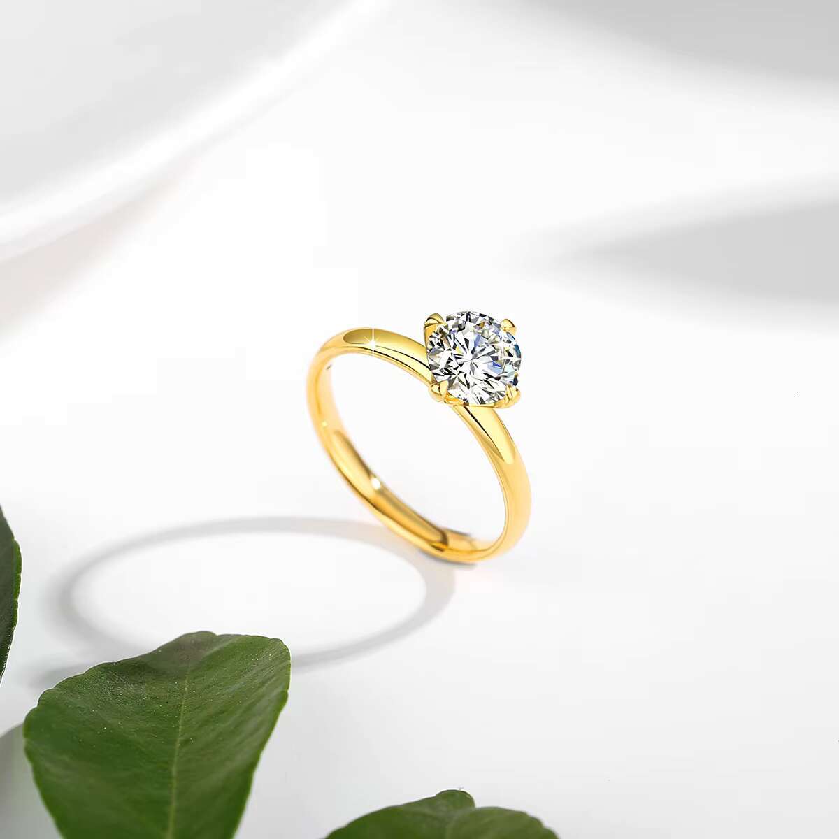 Classic 4 Prong Ring Engagement Wedding 1 ct Moissanite Diamond Woman Real 18K Gold 5D Rings Hollow Bijoux Pour Femmes
