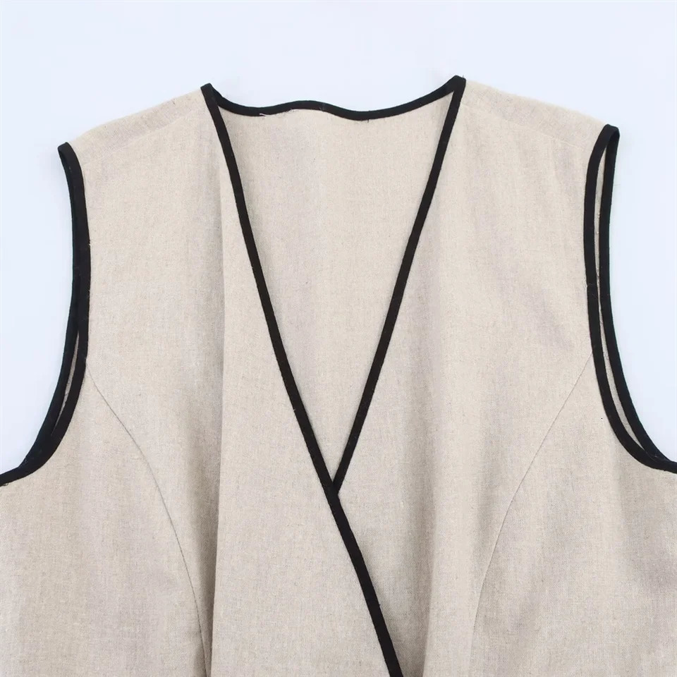 BM MD ZAVneck sleeveless with belt asymmetrical n comfortable loose long skirt dress summer womens clothing 250611