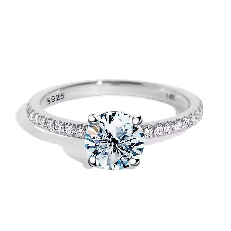 Wholesale Fine Jewelry Trendy 925 Sterling Silver 2 3 5 CT Ct Moissanite Diamond Big Solitaire Wedding Ring for Women