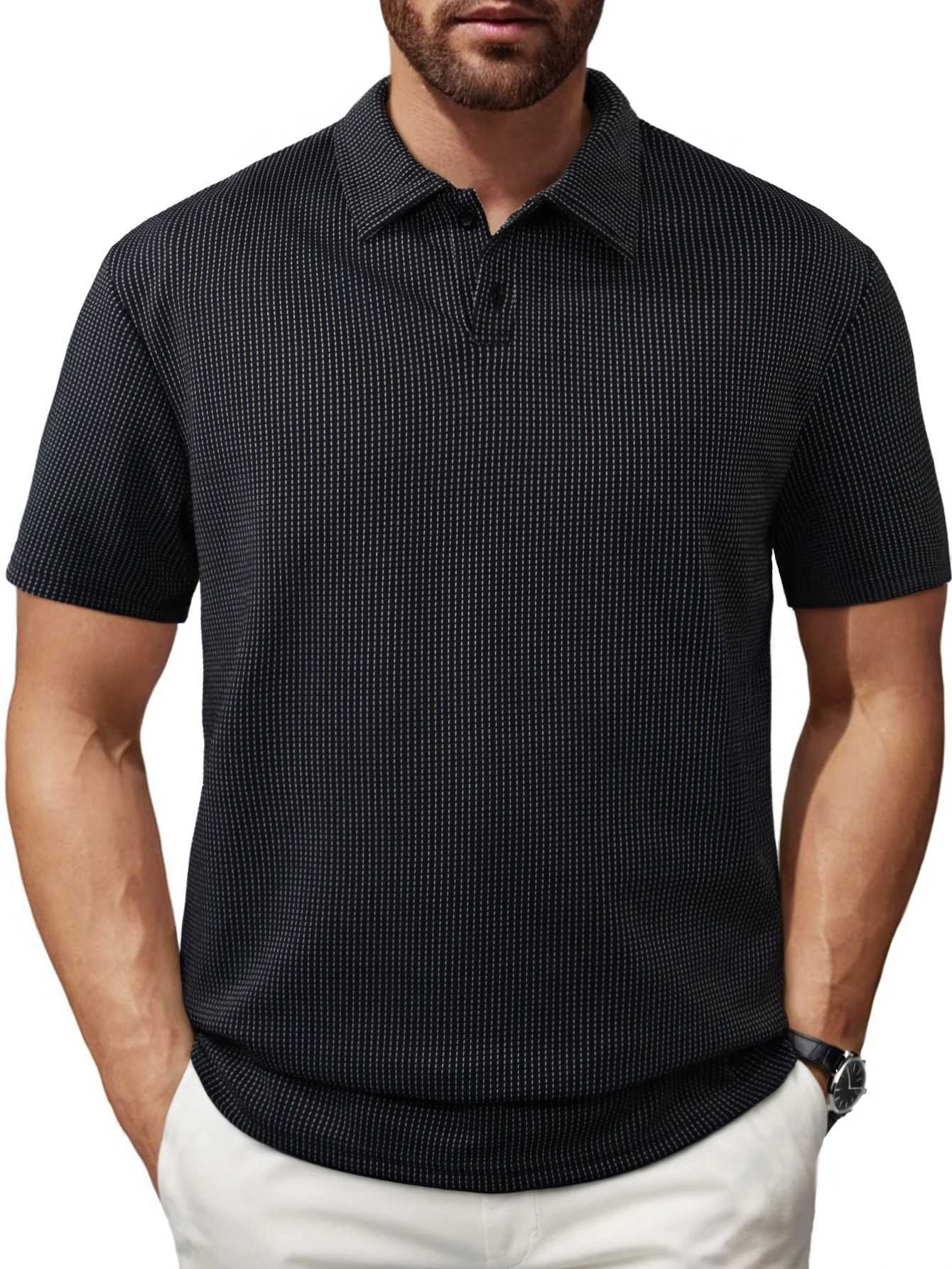 Summer Mens Casual Polo Shirt Striped Lapel Short Sleeve T-Shirt Solid Color Short Sleeve T-Shirt Sports Casual Clothing XJ250725