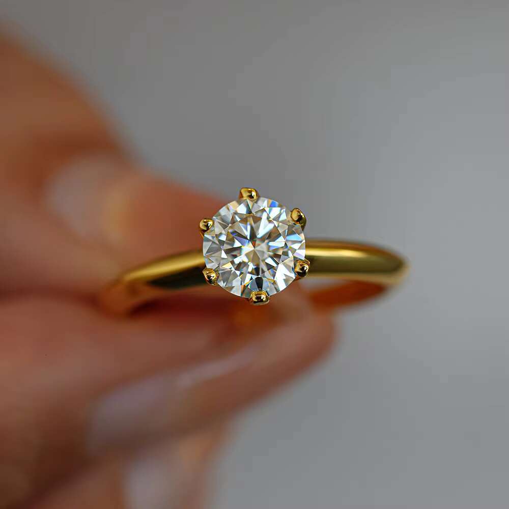 Luxury Gold Jewelry 1ct 2ct Moissanite Diamond Hard Hollow 925 Silver Plated 18K Gold Engagement Rings for Women