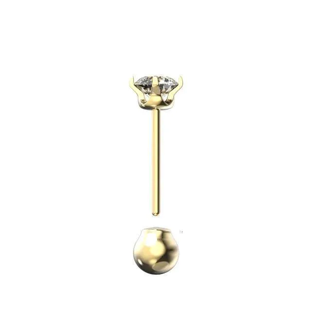 Newest Popular Solid Gold 2 Side Wearing Labgrown Dia Earring Studs With Ball Shape Screw Back