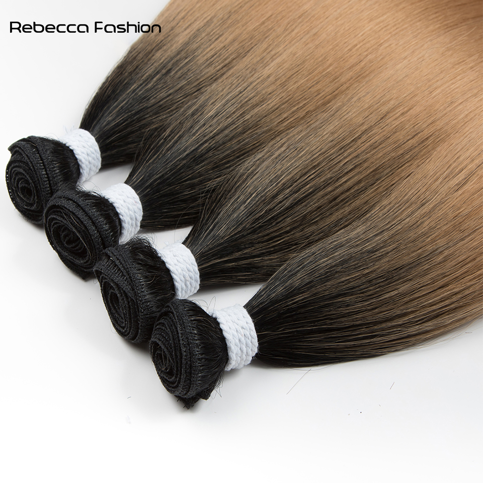 Rebecca Fashion Ariel Straight Pony Hair 24 " Hair Extensions Synthetic Hair Ombre Brown Soft Crochet For Party