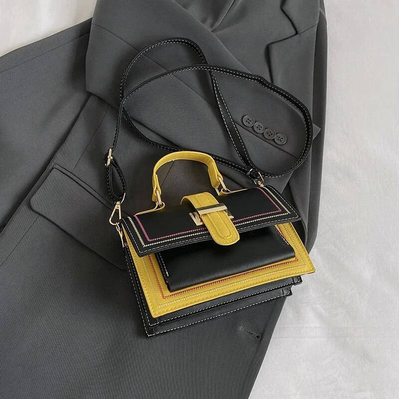 Free Shipping 2025 New Designer Bag Contrasting Color Pu Leather Women's Handbag Exquisite And Practical Wallet Top-quality Shoulder Bag