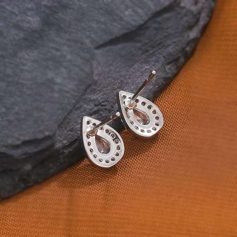 Dainty Teardrop Cubic Zirconia CZ Crystal Stud Earrings for Women Bride Bridesmaid