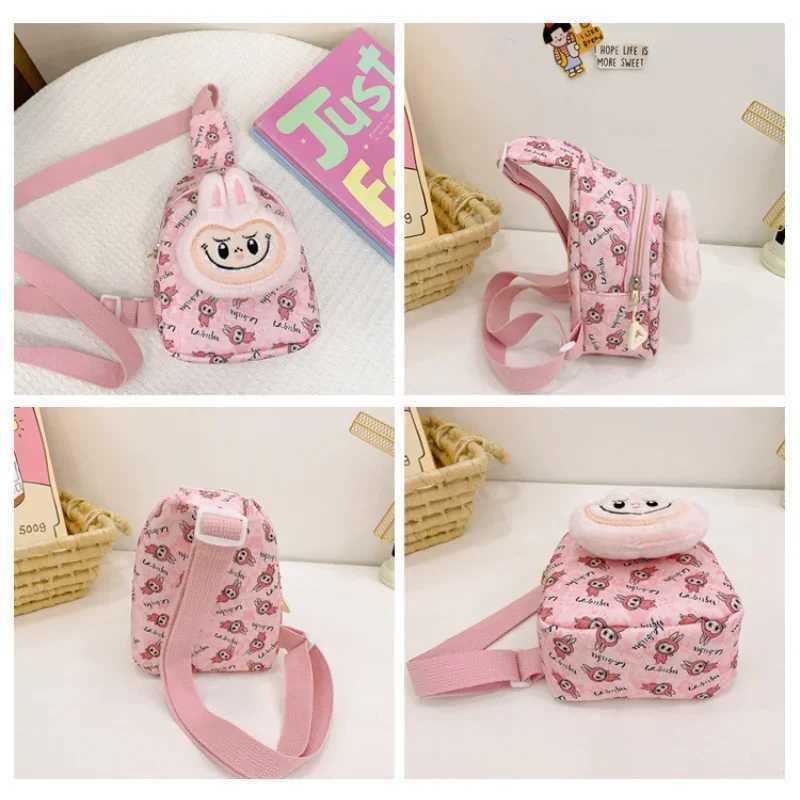 New Labubu Children Chest Bag Fashion Crossbody Bag Cute Plush Doll Zipper Coin Purse Leisure Backpack Childrens Gifts XJ250612