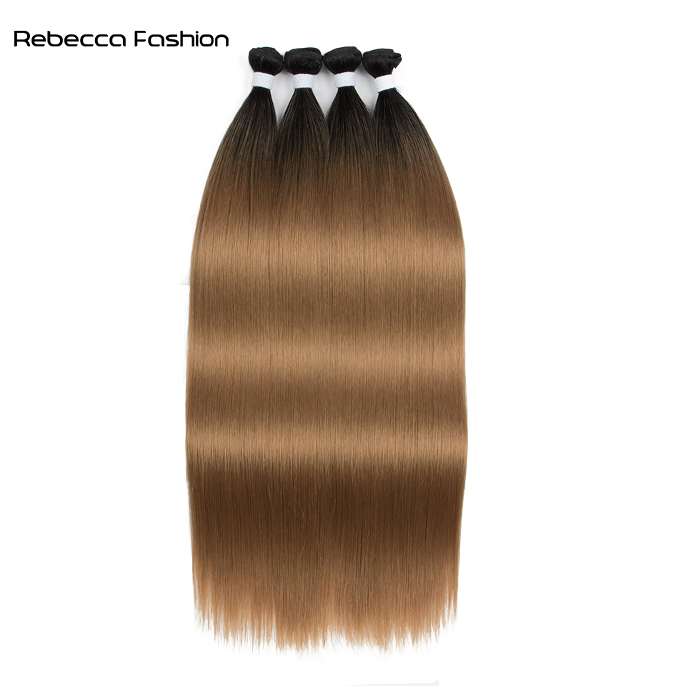 Rebecca Fashion Ariel Straight Pony Hair 24 " Hair Extensions Synthetic Hair Ombre Brown Soft Crochet For Party