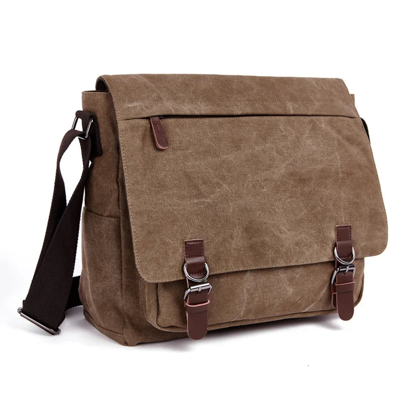 Canvas Messenger Bag Men Business Portable Shoulder Canvas Crossbody Pack Retro Casual Office Satchel Travel Bags Kit Vintage 250609