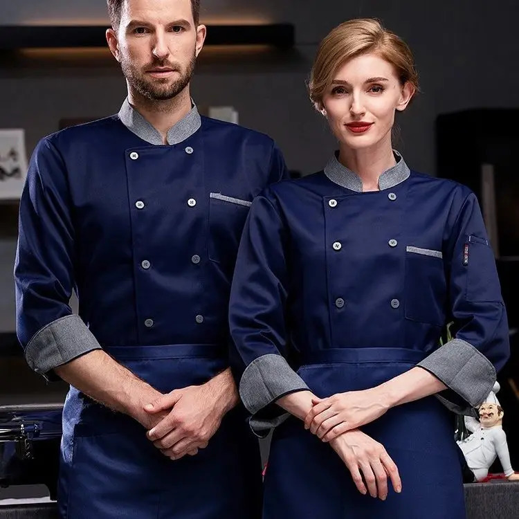 Long Sleeve Chef Uniform Restaurant Professional Clothes Cooking Waiter Coat Outfit Kitchen Work Jackets Cook Wear Solid Color 250611