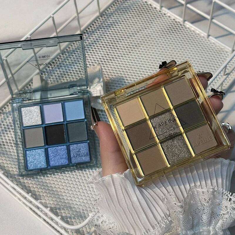 9 Colors Dark Punk d Eyeshadow Blue Black Pearl Matte Eye Shadow Makeup Palette Brightening Shimmer Lying Silkworm free shipping