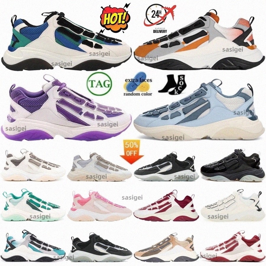 Designer Bone Runer Shoes Runner Sneakers White Green Red Purple Grey Clear Sole Yellow Brown Multi Burgundy Black Blue Grass Tan Grey Mesh Mens Women