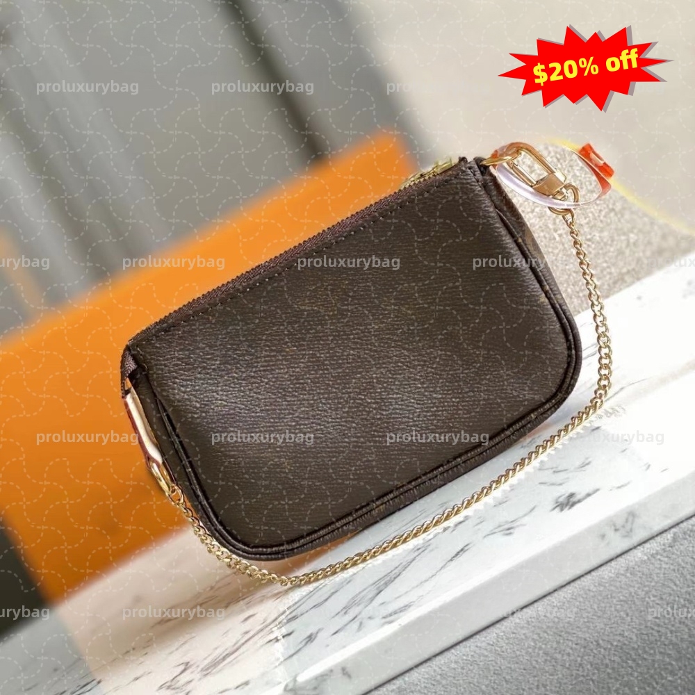 Fashion MINI Chain Bag Designer Womens CANVAS Pouch Evening Clutch Zippy Chain Wallet Coin Purse Phone Sling card holder coin purses wallets