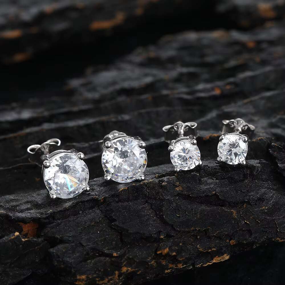 Chic Cubic Zirconia Accent Stones in a Polished Circular Frame: Durable Stainless Steel Ear Post Earrings